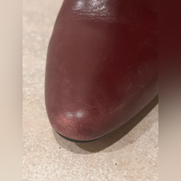 Banana Republic Tall Burgundy Red / Maroon Buckle Leather Boots, Size 9 - Picture 6 of 14